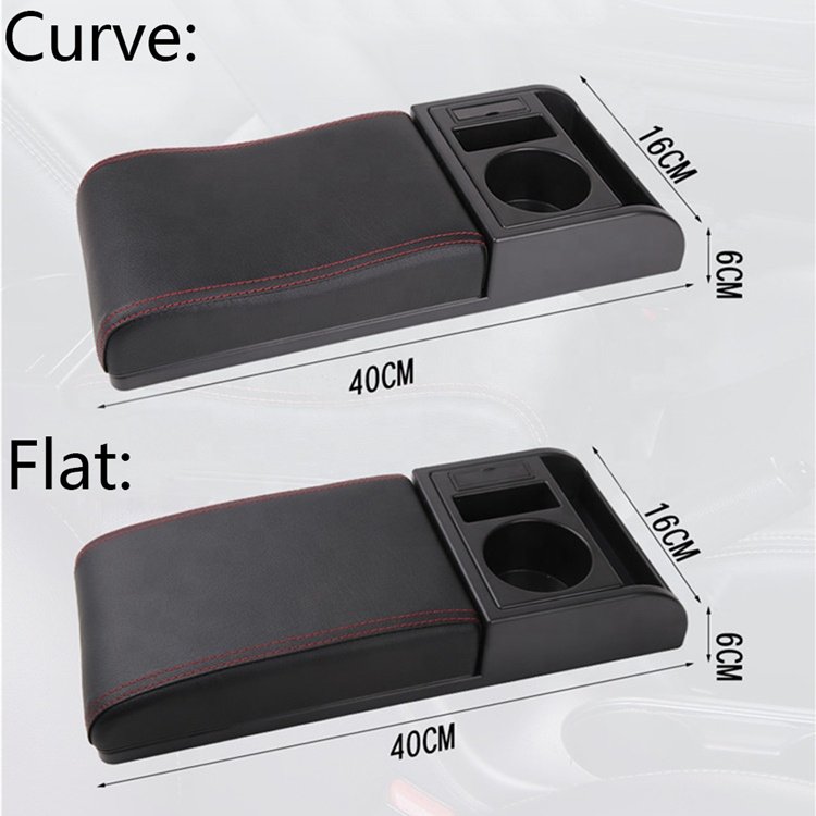 Universal Vehicle Elbow Rest Car Armrest Box with USB Charging Ports Cup Holder