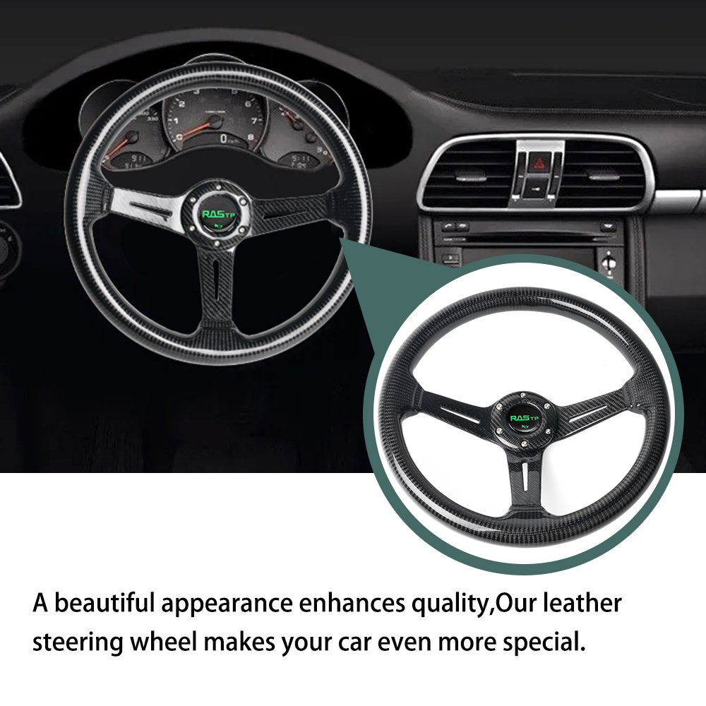 Universal Deep Dish Steering Wheel 345mm Diameter Deep Around 75mm 6 Bolts 70mm Car Carbon Fiber Steering Wheel