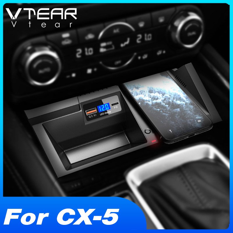 QI Car Wireless Charger for Mazda CX-5 KF 2021 2020 Accessories Fast Charge Phone Holder Charging Plate Interior Modification