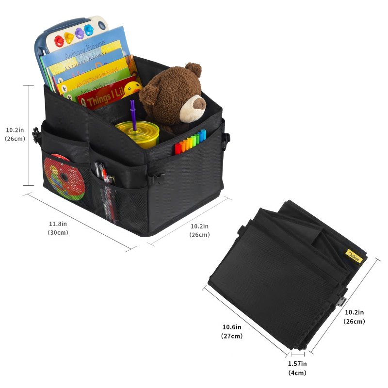 Small Car Organizer , Car Storage Organizer with Detachable Divider, Car Seat Organizer for Kids With Multi-Pockets &Handles