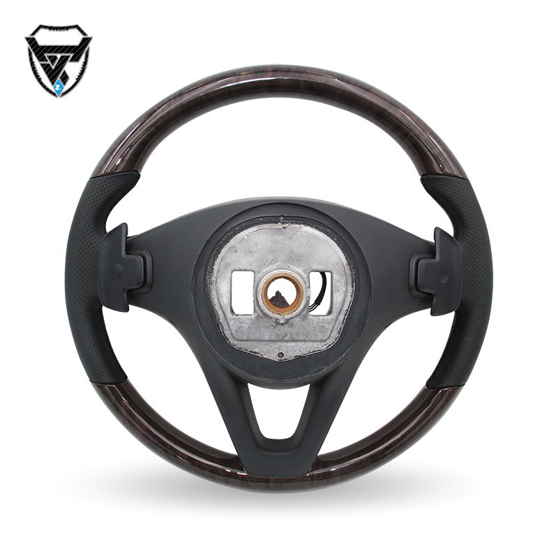 Customized peach wood steering wheel leather black semi perforated for Mercedes Benz C GLC E S CLS AMG zc-213-m2