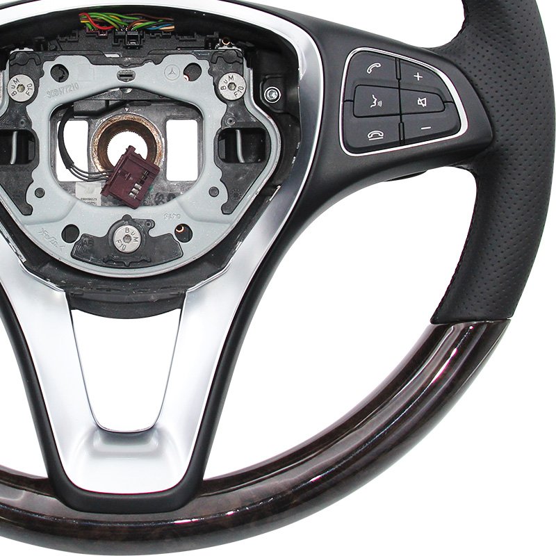 Customized peach wood steering wheel leather black semi perforated for Mercedes Benz C GLC E S CLS AMG zc-213-m2