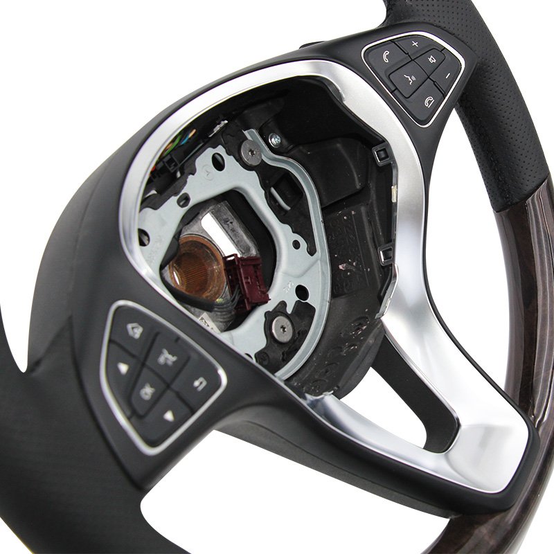 Customized peach wood steering wheel leather black semi perforated for Mercedes Benz C GLC E S CLS AMG zc-213-m2