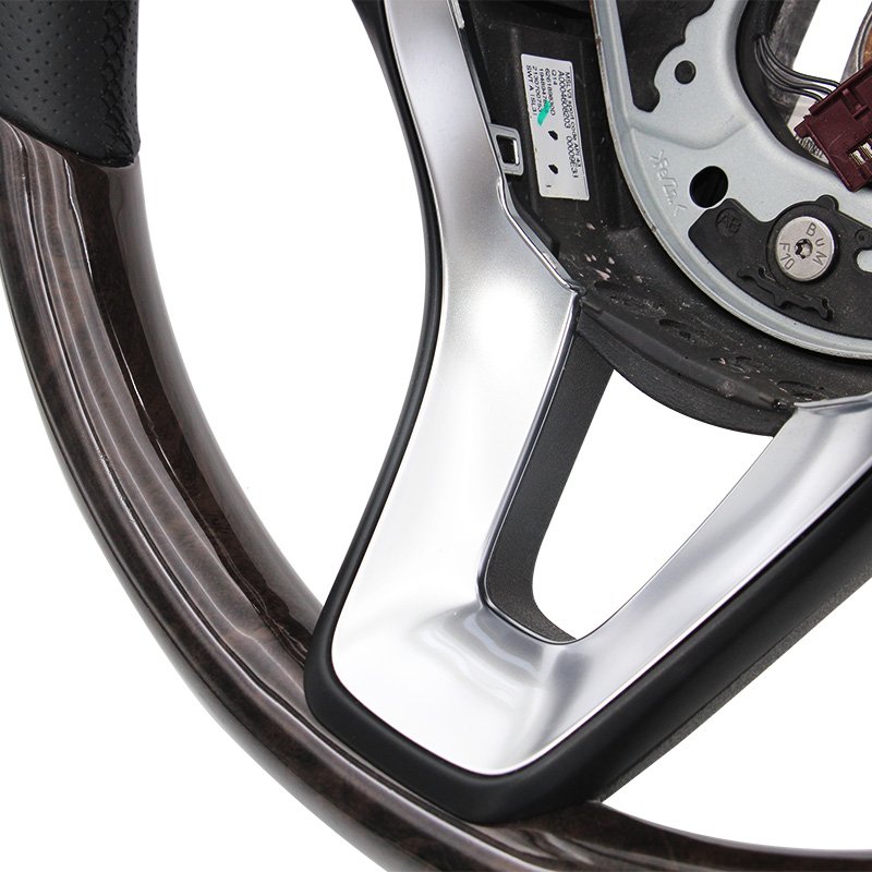Customized peach wood steering wheel leather black semi perforated for Mercedes Benz C GLC E S CLS AMG zc-213-m2