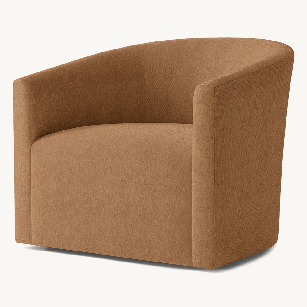 Fabric One Seater Sofa Upholstery Wooden Plinth Base Sharply Angled Armrests Indoor Furniture Living Room Chairs