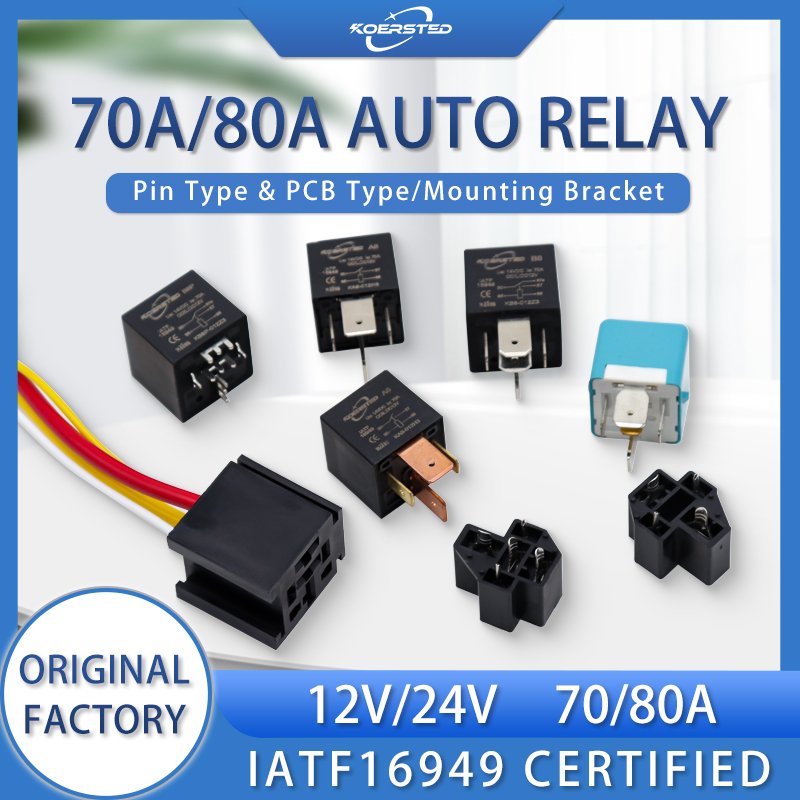 KKA-B8/A8 Series High Quality 70A/80A Automotive Relay 12V/24V Cubic/PPA6 Metal Bracket Transparent Type New Condition for Autos