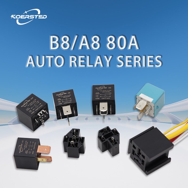KKA-B8/A8 Series High Quality 70A/80A Automotive Relay 12V/24V Cubic/PPA6 Metal Bracket Transparent Type New Condition for Autos