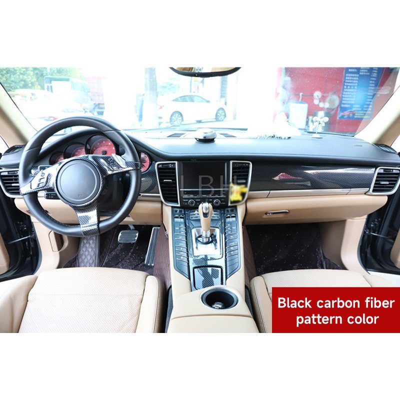 For 2010-2016 Porsche Panamera Carbon Fiber Style Interior Car Center Console Rear Armrest Panel Cover Trim Sticker Accessories