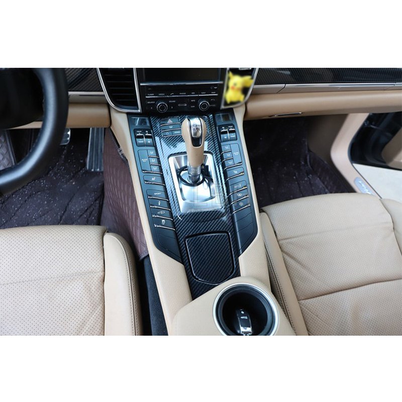 For 2010-2016 Porsche Panamera Carbon Fiber Style Interior Car Center Console Rear Armrest Panel Cover Trim Sticker Accessories