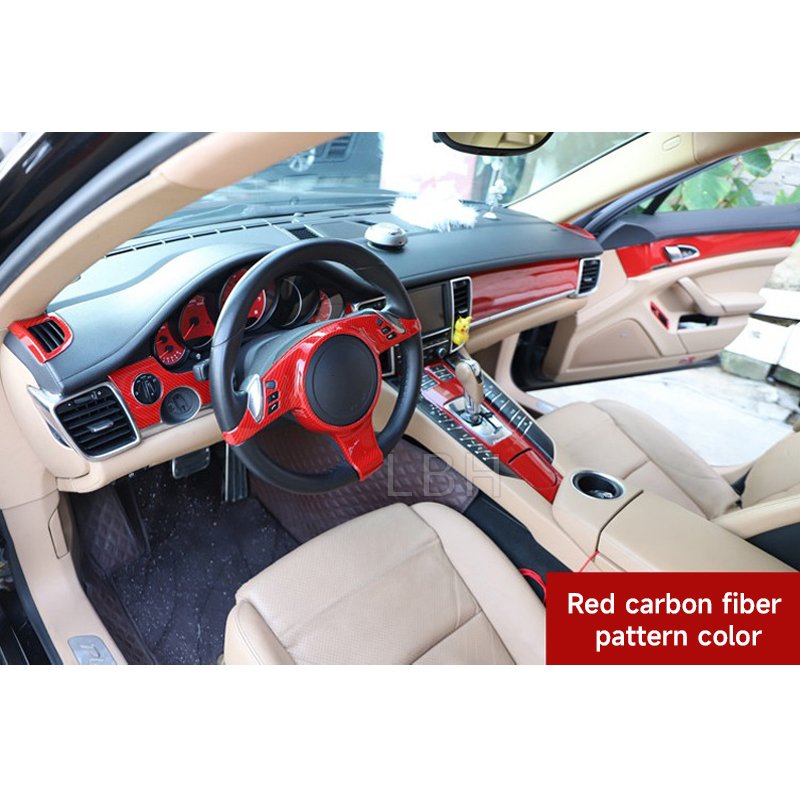 For 2010-2016 Porsche Panamera Carbon Fiber Style Interior Car Center Console Rear Armrest Panel Cover Trim Sticker Accessories