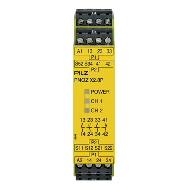 P I L Z X2.8P 24VACDC 3N/O 1N/C Safety Relay, Monitoring, Auto/Man Reset, 1/2 Ch, 3NO 1NC, 24 VDC, Series