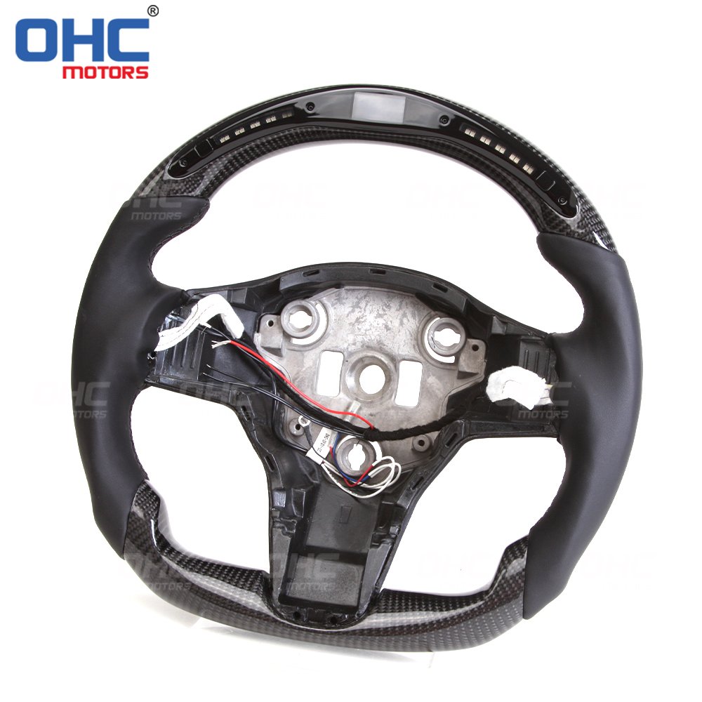 Car Steering Wheel for Tesla Model 3 Y Model3 LED RPM Carbon Fiber steering wheel 2017 2018 2019 2020 2021 2022 OHC MOTORS