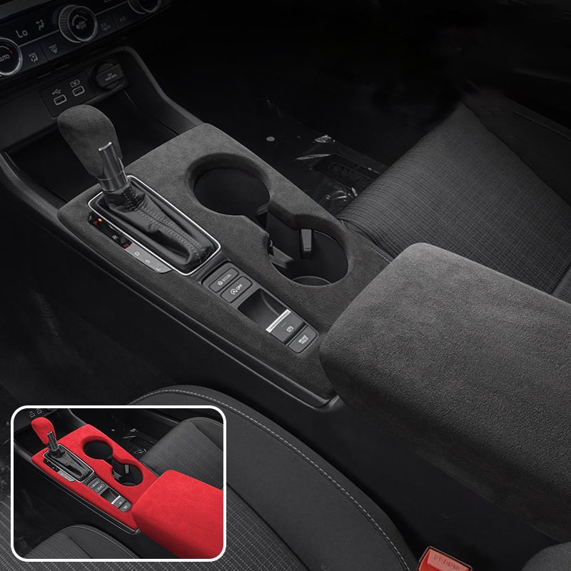 Ushilife Alcantara Interior Central Water Cup Holder Cover Armrest Cover Gear Lever Shifter Cover for Honda CIVIC Integra 2022