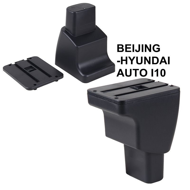 For BEIJING-HYUNDAI AUTO I10 Car Multifunction Armrest Center Console Organizer Double Storage Boxes With LED Light Ashtray Auto