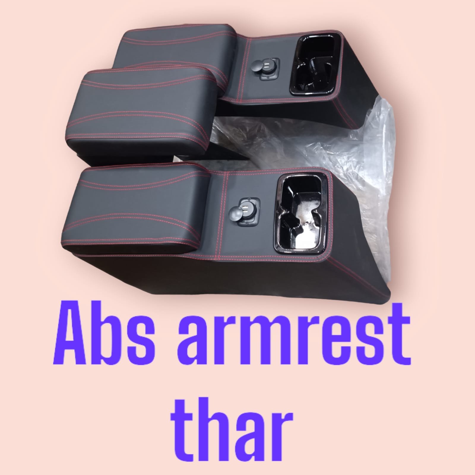 Mahindra Thar 2020-2024 MODEL Abs Imported Armrest Set of 3 with USB Charging Port Option Available at Competitive Price
