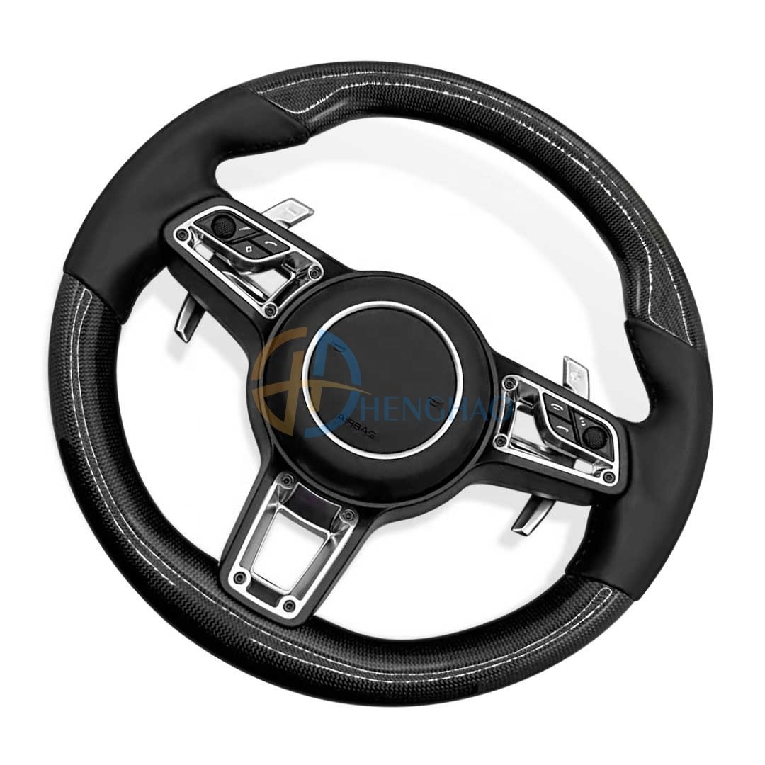 Custom Car Carbon Steering Wheel For Porsche Cayenne Macan Cayman 718 991 911 Panamera Upgraded Carbon Fiber Steering Wheel