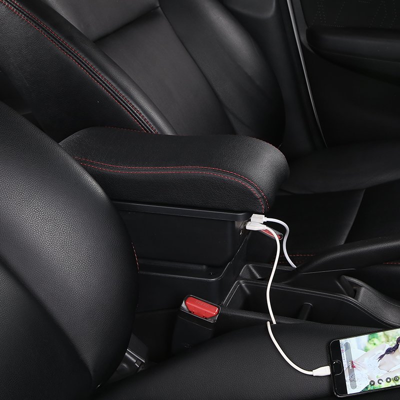 TONC Custom Fit Armrest Console for 2008 Honda Fit - ABS Center Console Organizer with USB Charging
