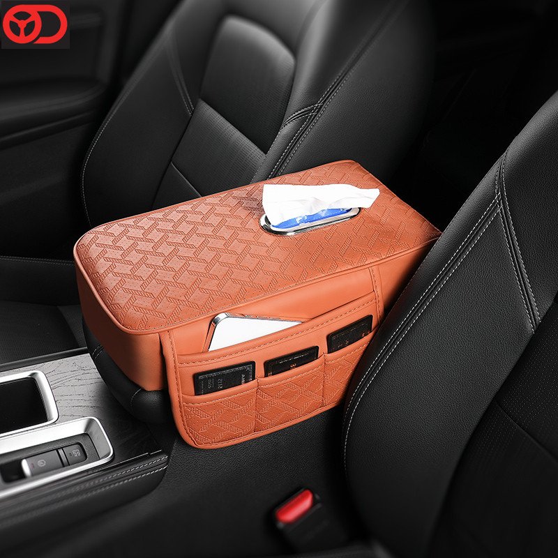 Factory Price Multi-functional Car Armrest Cushion Elbow Cushion Phone Card Organizer with Tissue Box for Car Accessories