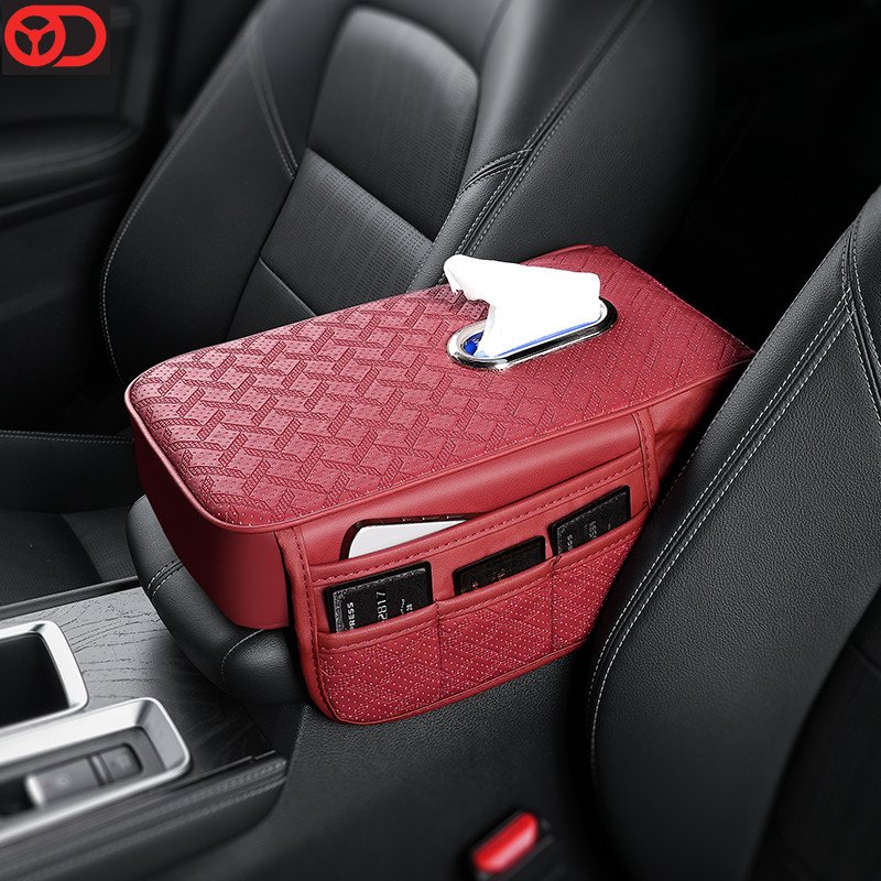 Factory Price Multi-functional Car Armrest Cushion Elbow Cushion Phone Card Organizer with Tissue Box for Car Accessories