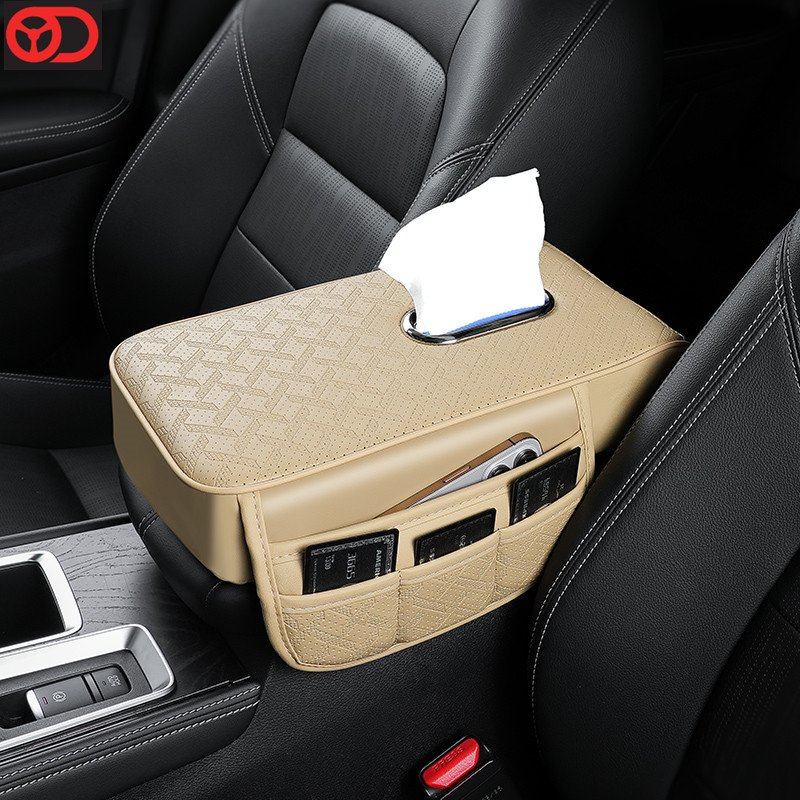 Factory Price Multi-functional Car Armrest Cushion Elbow Cushion Phone Card Organizer with Tissue Box for Car Accessories