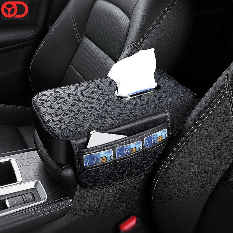 Factory Price Multi-functional Car Armrest Cushion Elbow Cushion Phone Card Organizer with Tissue Box for Car Accessories