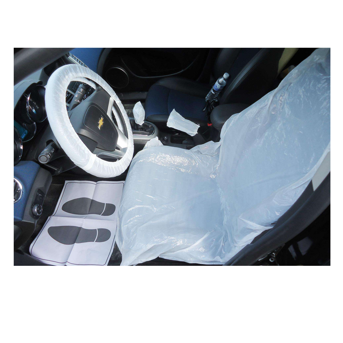 Factory Price Universal 5 in 1 set Plastic Disposable Car Seat Covers Steering Wheel Cover for Cars