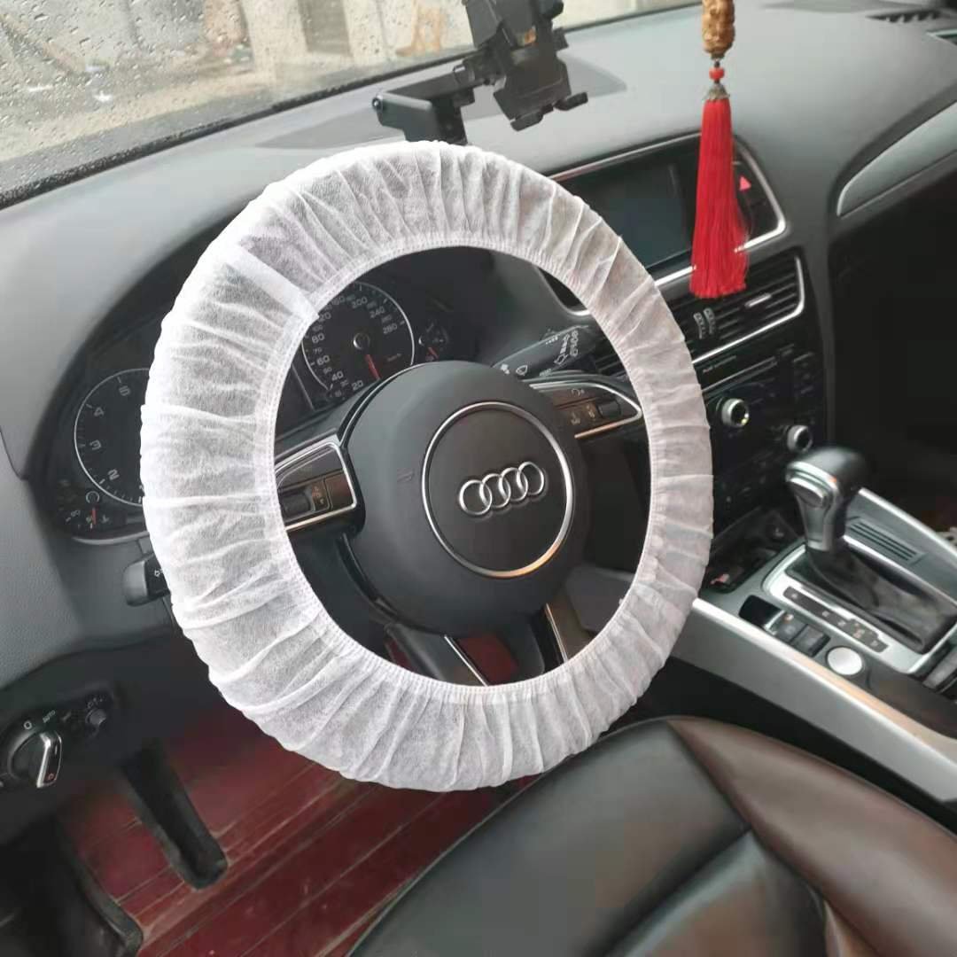 Non-woven fabric car steering wheel cover car steering wheel cover transparent and white color with elastic band