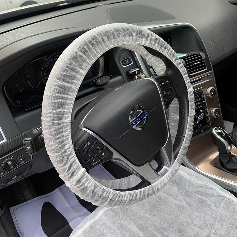 Non-woven fabric car steering wheel cover car steering wheel cover transparent and white color with elastic band