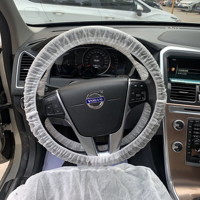 Non-woven fabric car steering wheel cover car steering wheel cover transparent and white color with elastic band