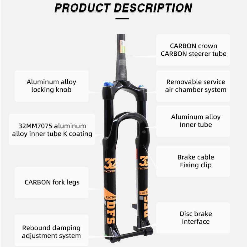1.39Kg Mtb Front Fork Carbon 29 Suspension Mtb Air Fork 27.5 Carbon Mtb Fork