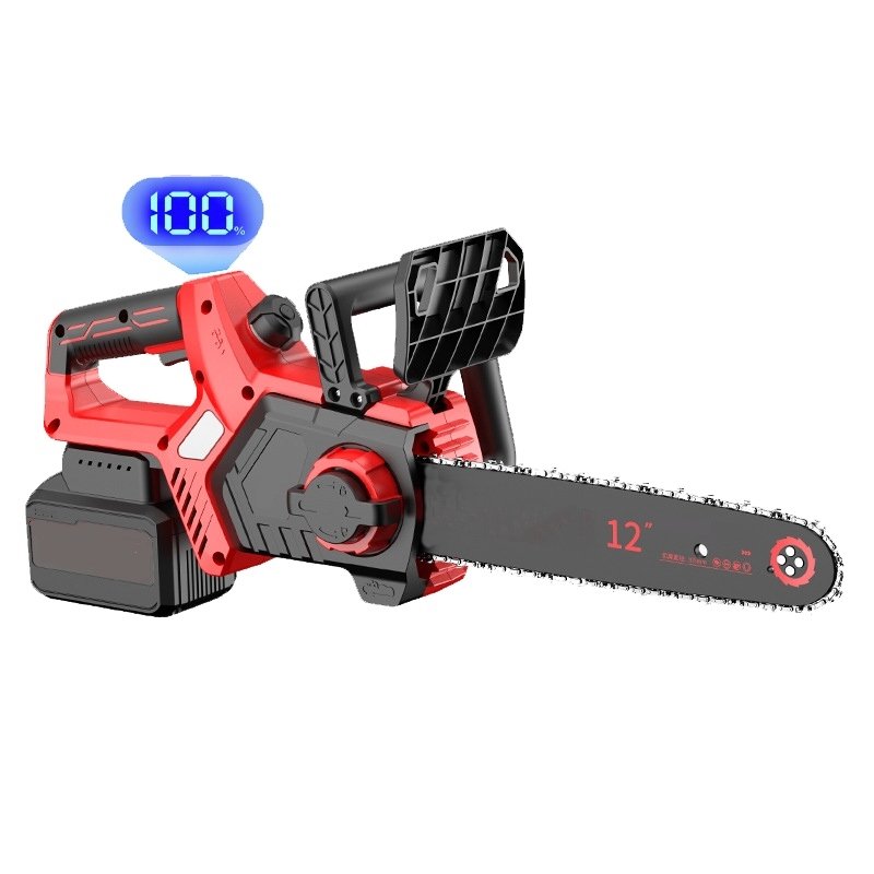 21V 12" Brushless Electric Li-ion Battery Cordless Chainsaw Chain Saws with LCD Power Display Electric Brake Auto Lubrication