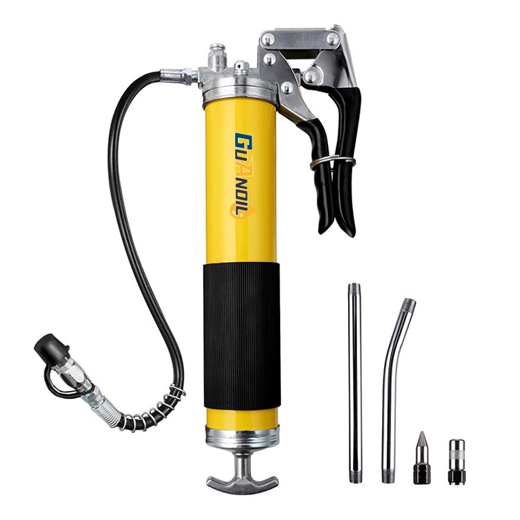 Grease Gun 8000 PSI Heavy Duty Pistol Grip Grease Gun Kit with 14 oz Load 18 Inch Spring Flex Hose 2
