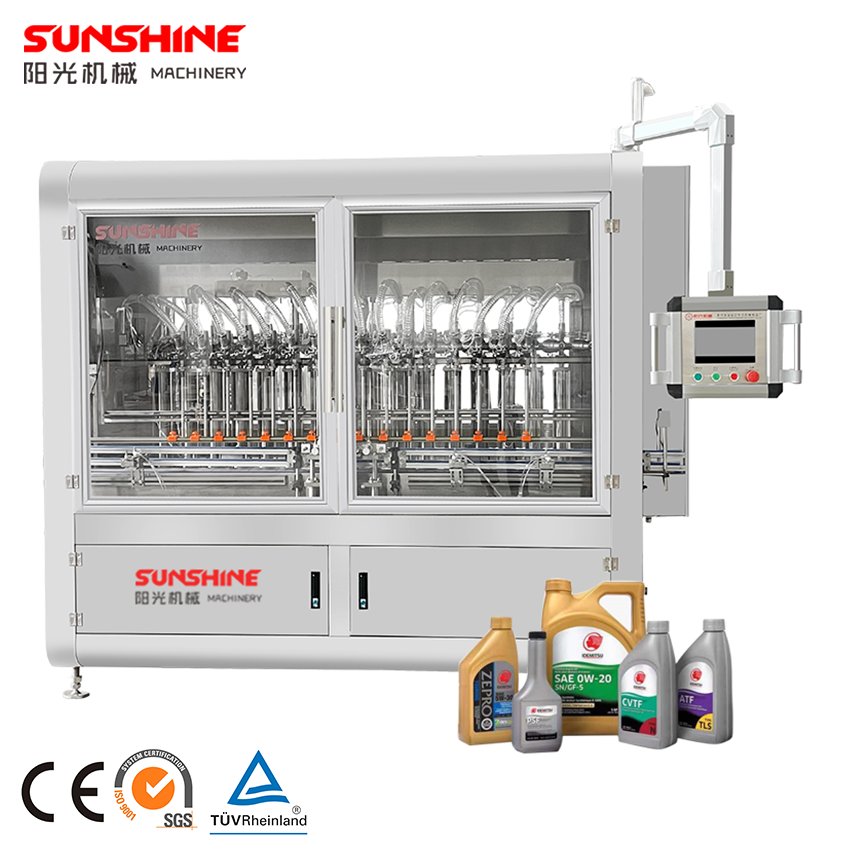 Fully Automatic Gear Lubricants Oil Motor Engine Oil Bottle Filler Filling Capping and Labeling Packing Machine Production Line