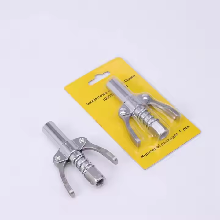 Double Handle Lock Clamp Type High Pressure Grease Nozzle Electric Pneumatic Grease Nozzle Head Grease Machine Flat Nozzle