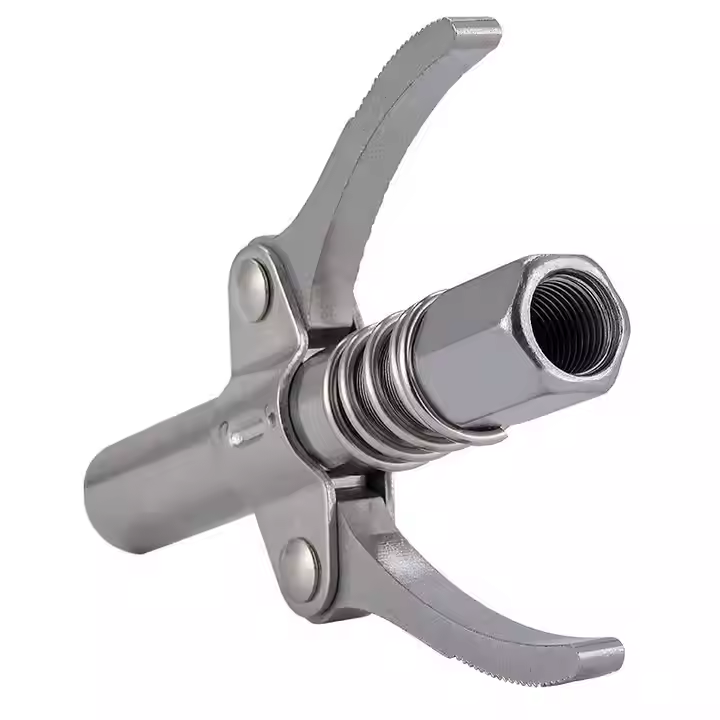 Double Handle Lock Clamp Type High Pressure Grease Nozzle Electric Pneumatic Grease Nozzle Head Grease Machine Flat Nozzle