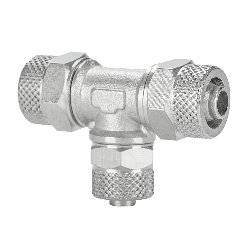 Brass Air Fittings Branch Knurling Hexagon Nut Thread for Pneumatic Parts High Quality Pneumatic Connector