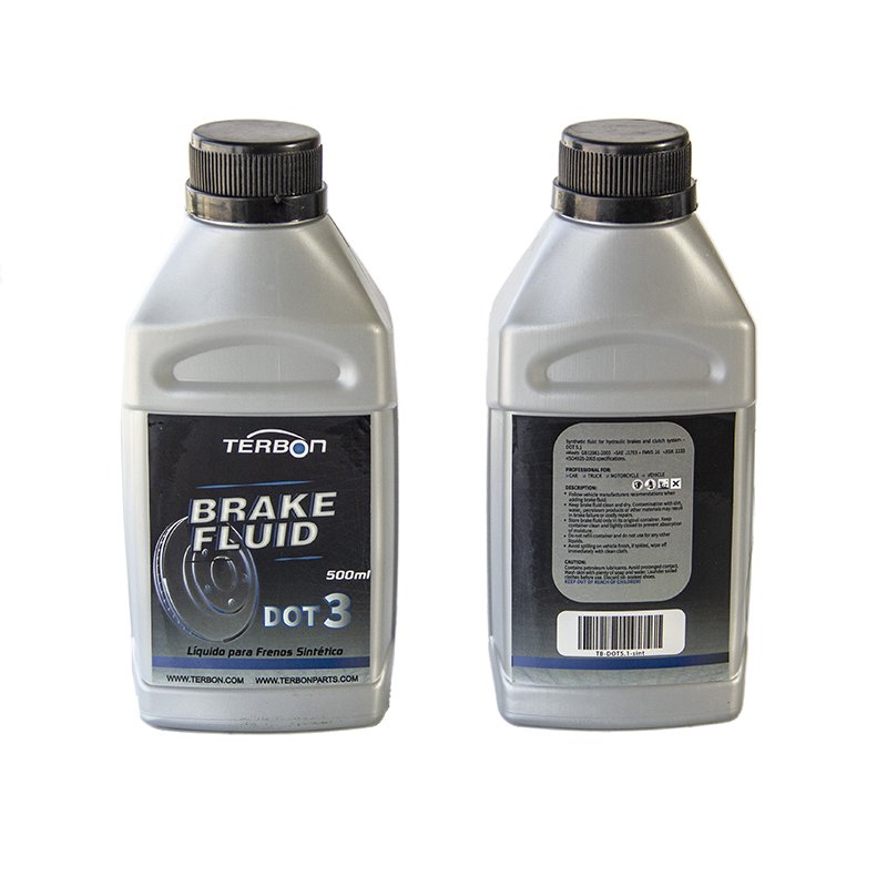 Terbon Wholesale Brake System 500ml Plastic Flat Bottle Brake Fluid DOT 3/4/5.1 Car Brake Lubricants