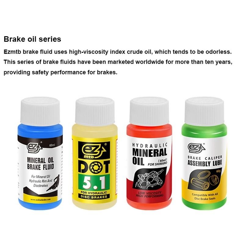 EZMTB 60ml Bicycle Brake Fluid Bike Mineral Oil DOT Fit Cycling Mountain Bike Bike Hydraulic Disc Brake Oil Fluid