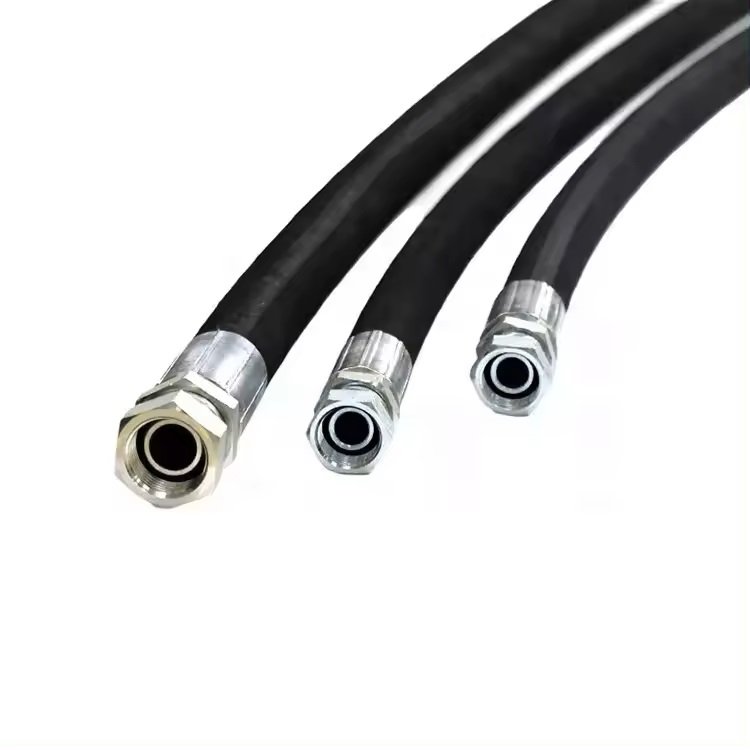 SAE100R1 High Pressure Hydraulic Rubber Hose Assembly Inside Steel Braided Hydraulic Concrete Pump Brass Hose Nozzle