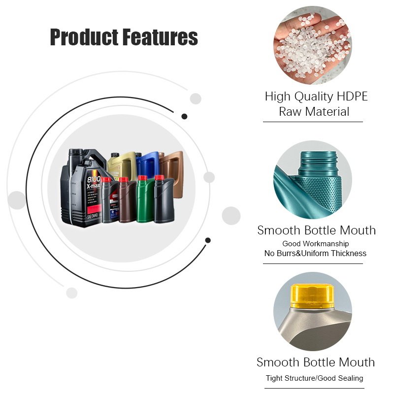 Wholesale 1 Liter Custom Dark Grey Lubricants Bottle Mobil Empty Engine Oil Bottle for Car Use