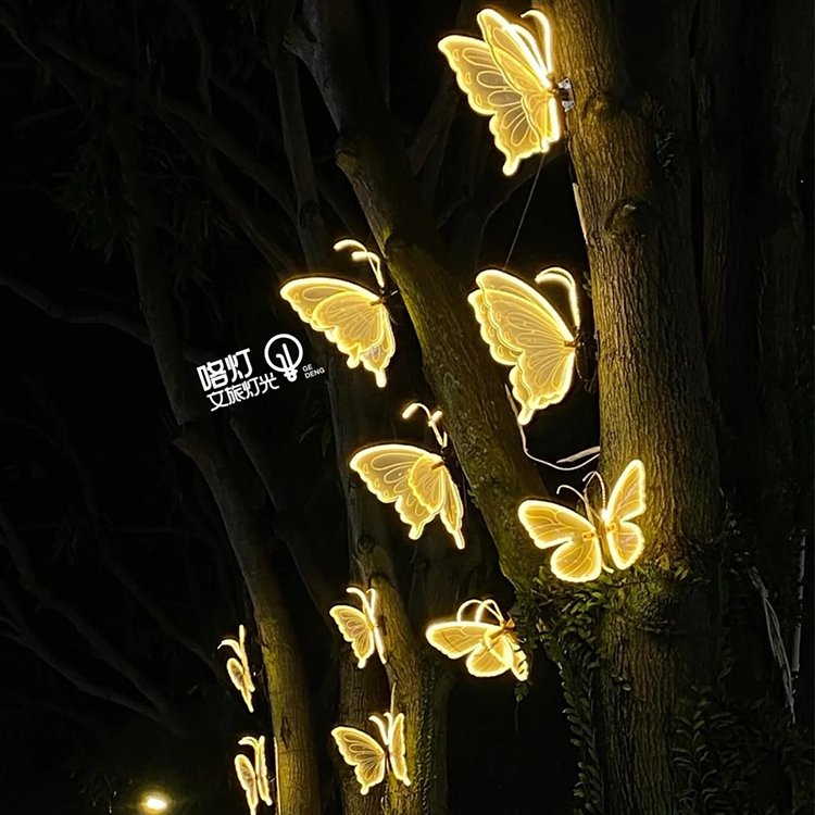 Outdoor Landscape Decorative Lighting Waterproof 3D Christmas Pattern Lights Festive Dynamic Transparent Led butterfly Lights