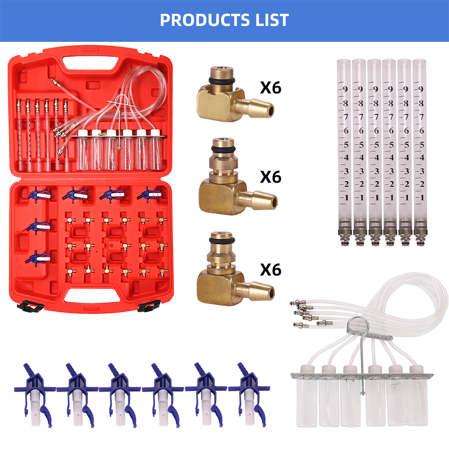 Auto Repair Tools Diesel Diagnostic Injector Flow Test Adaptor Set Meter Cylinder Common Rail Adaptor Fuel Tester Set