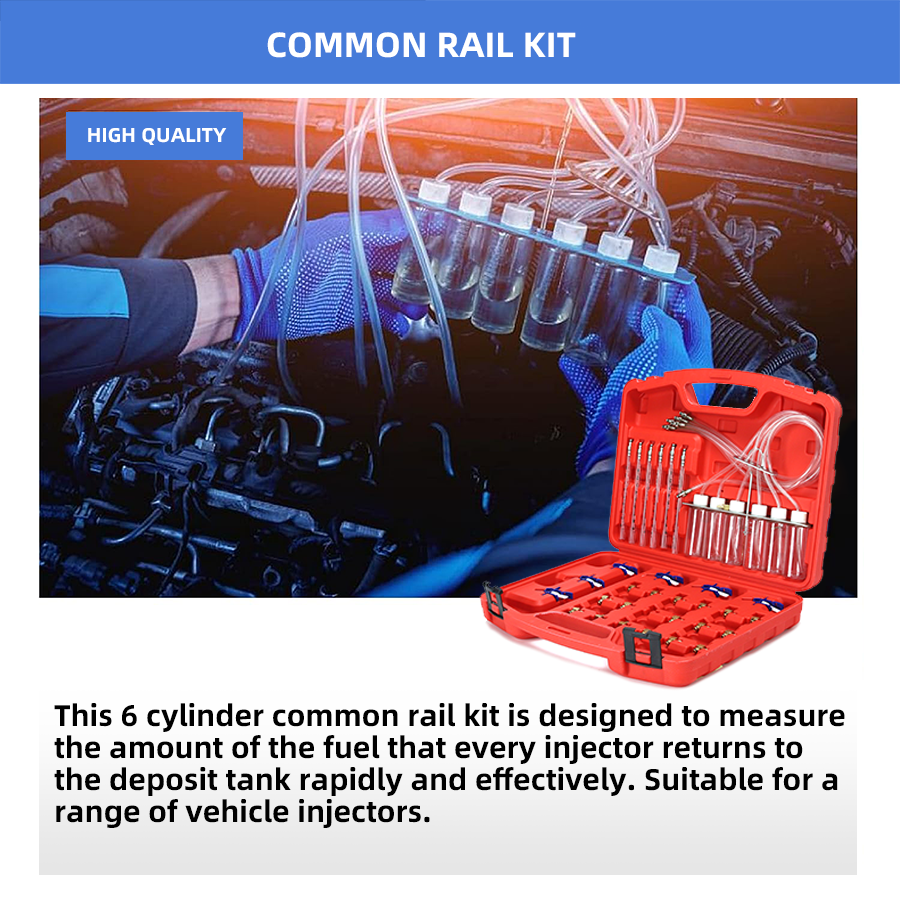 Auto Repair Tools Diesel Diagnostic Injector Flow Test Adaptor Set Meter Cylinder Common Rail Adaptor Fuel Tester Set