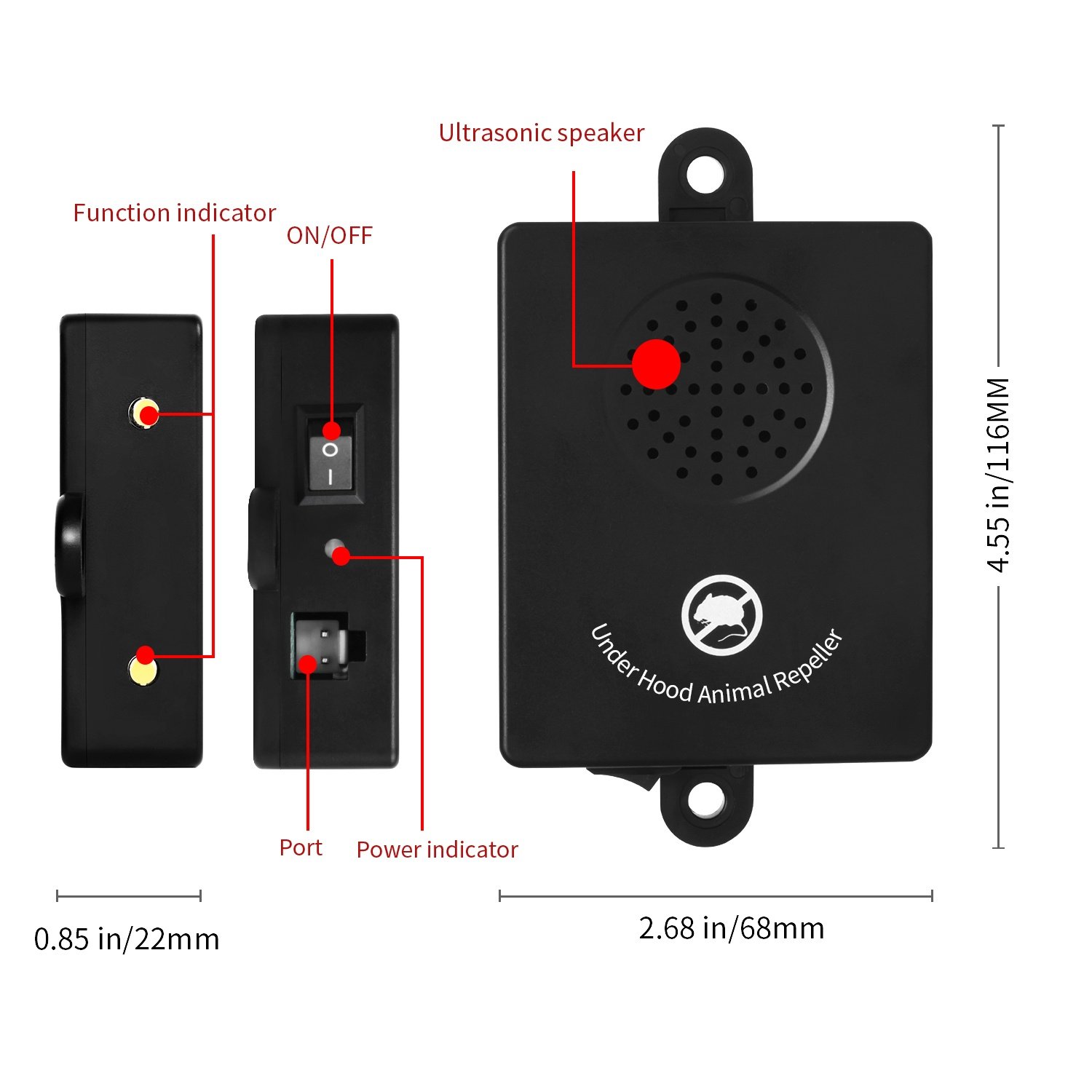 Vehicle Rodent Marten Repeller Auto Electronic Squirrel Mice Smart Pest Control Rat Repellent Ultrasonic for Car