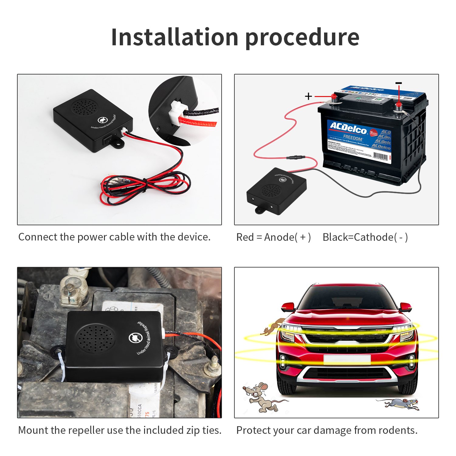 Vehicle Rodent Marten Repeller Auto Electronic Squirrel Mice Smart Pest Control Rat Repellent Ultrasonic for Car