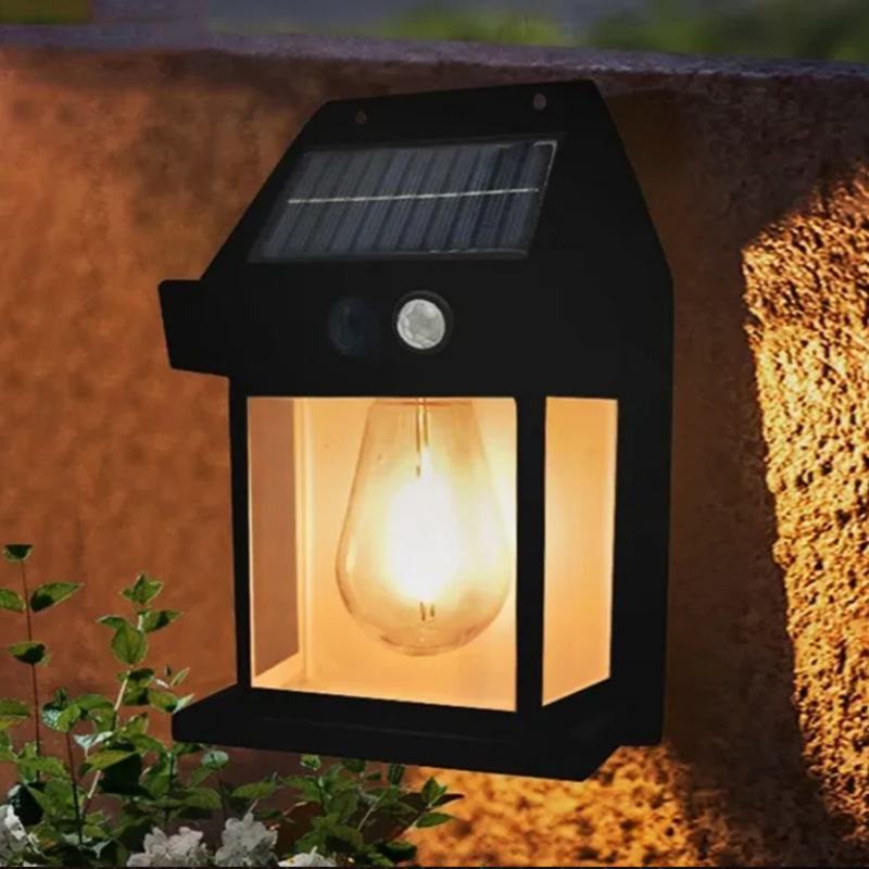 2024 Hot Style Outdoor Motion Sensor Solar Wall Light IP65 Waterproof Tungsten Filament Lamp Induction Lamp
