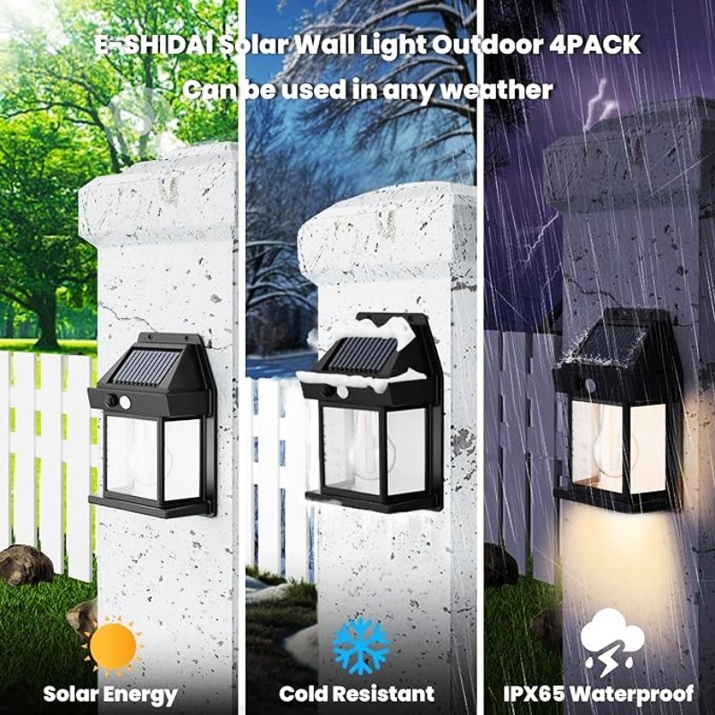 2024 Hot Style Outdoor Motion Sensor Solar Wall Light IP65 Waterproof Tungsten Filament Lamp Induction Lamp