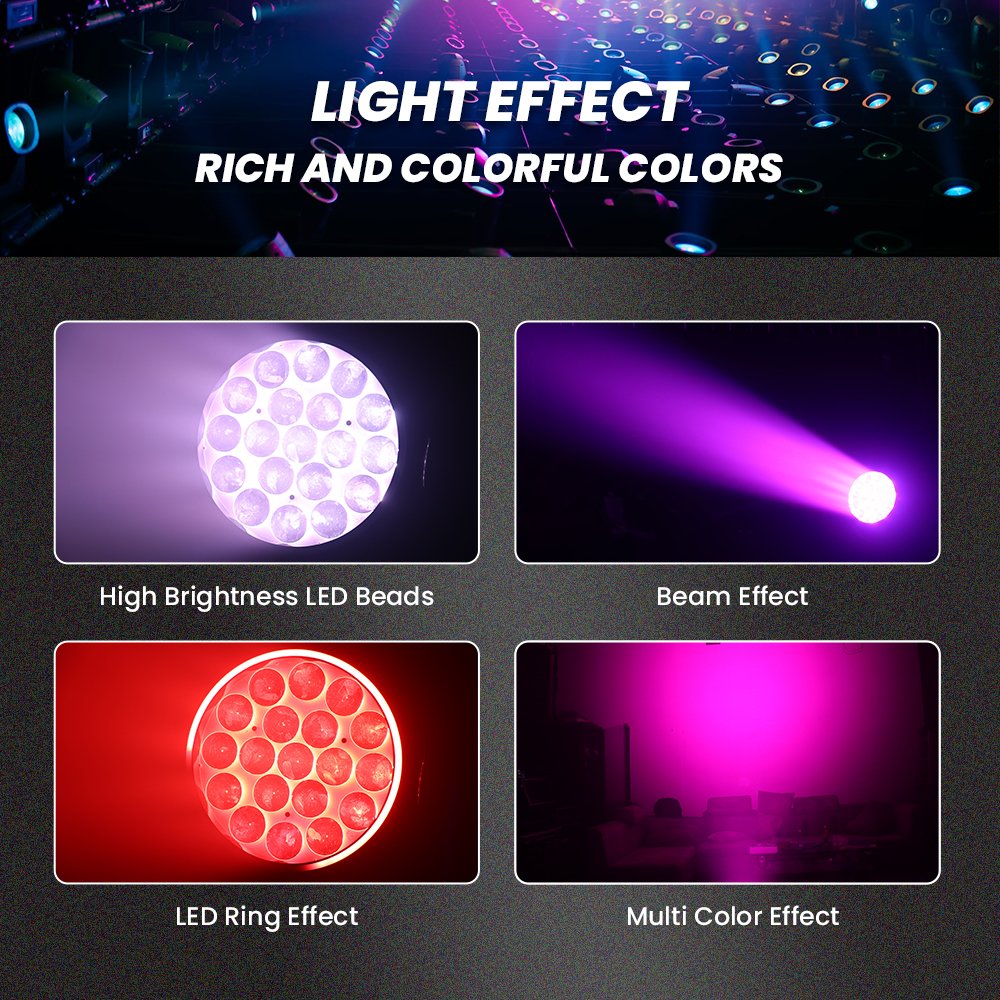 Lyre Wash 19x15W RGBW 4in1 Zoom LED Cabeza Movil DMX Dj Disco Stage Light Moving Head Wash for Party Event Bar