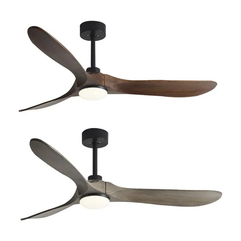 Modern Wooden Blade Fan Light 42/48/52 Inch Style Fan Light Remote Control LED Frequency Conversion Ceiling Fan Light Black 11