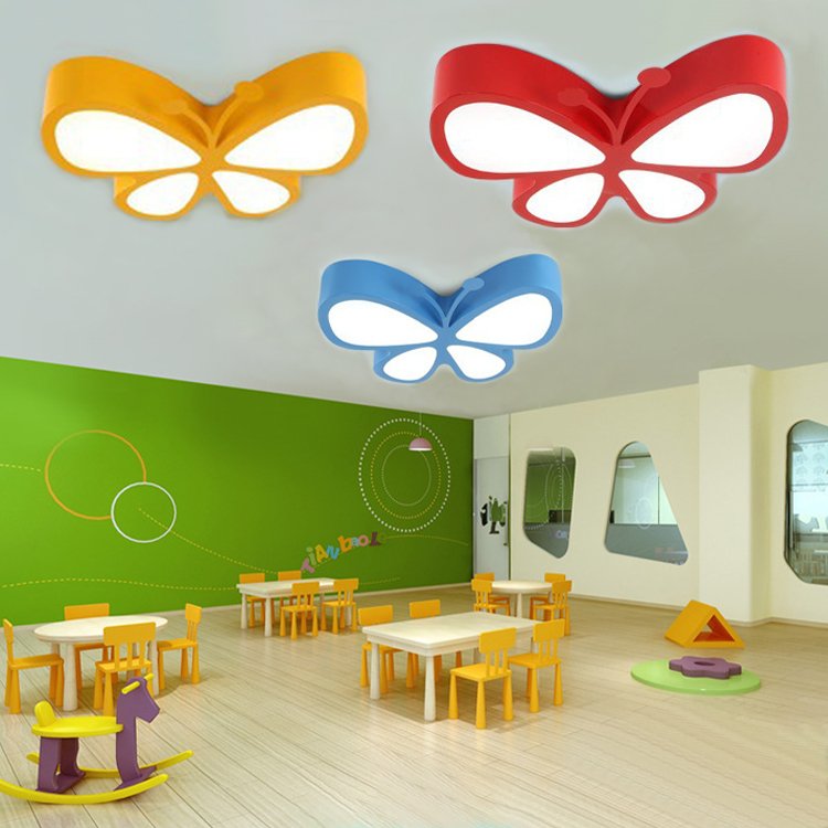 Cartoon butterfly LED Children's Room Ceiling Light Three Color Stepless Dimming Kindergarten Eye protection Ceiling Light